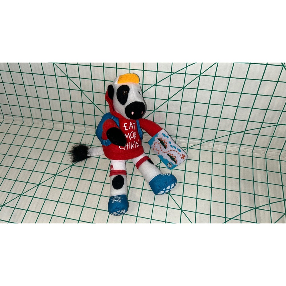 Chick-fil-A Back to School Cow Plush Red Hoodie Backpack Map Mascot 9 inch 2023